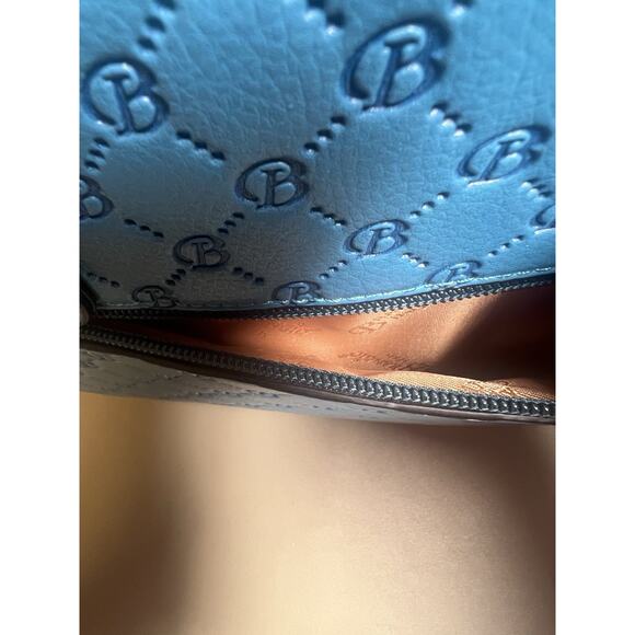 Brangio Italy Millionaire Double Layer Crystal Engraved Matte Satchel Ocean Blue - Picture 14 of 16